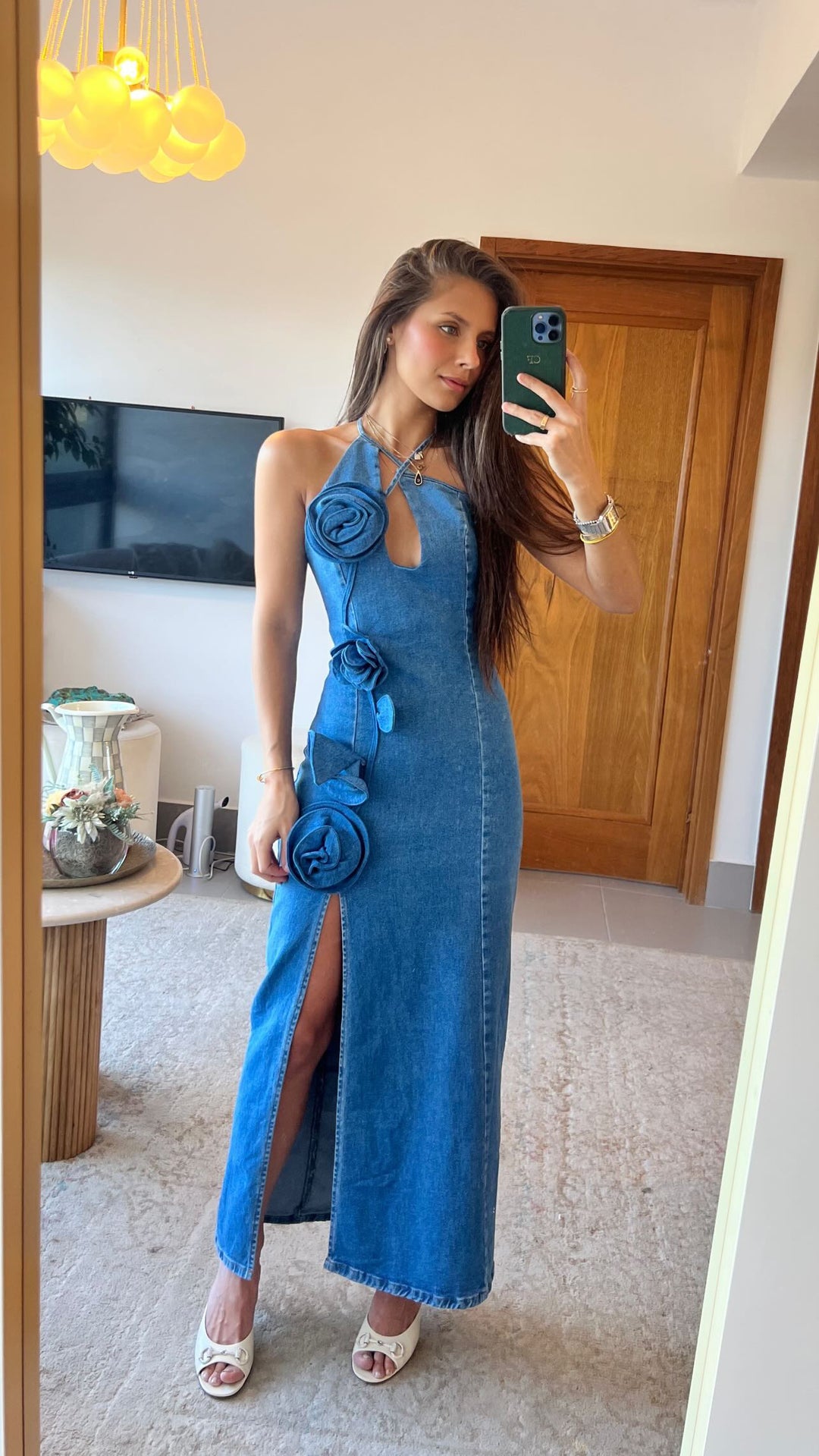 Denim floral atar dress