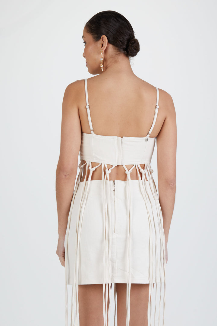 SET SARGA BORDADA CON FLECOS