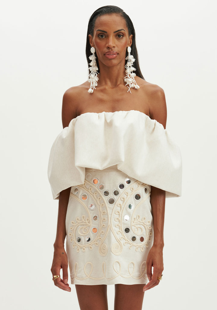 Natural embroidery dress