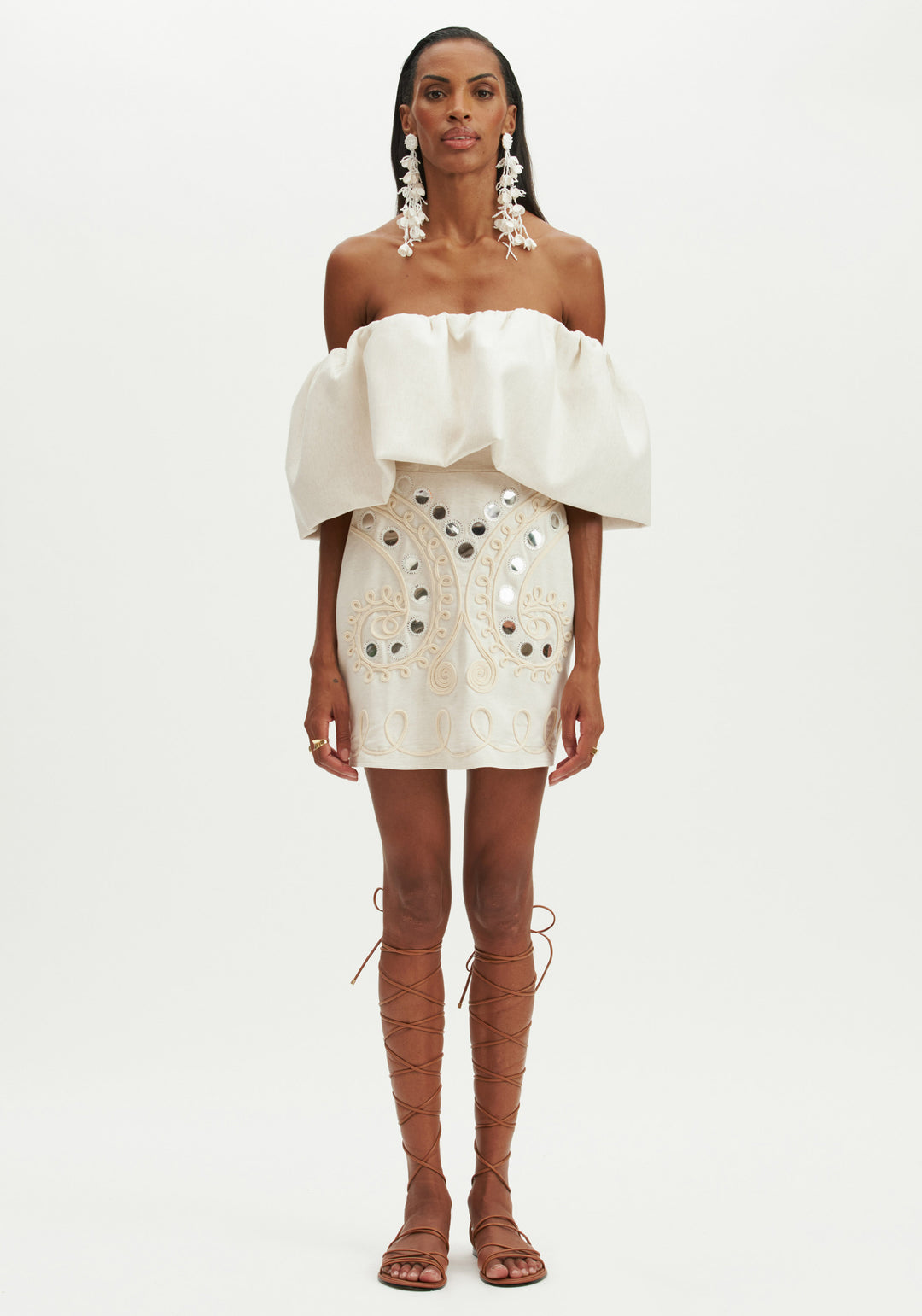 Natural embroidery dress