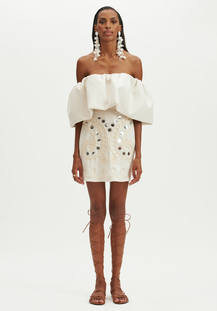 Natural embroidery dress