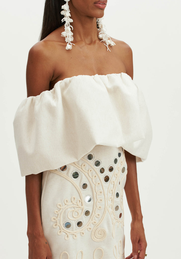 Natural embroidery dress