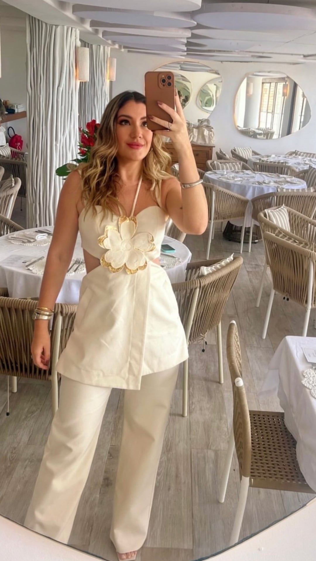 APLIQUE FLORAL SHIMMER JUMPSUIT