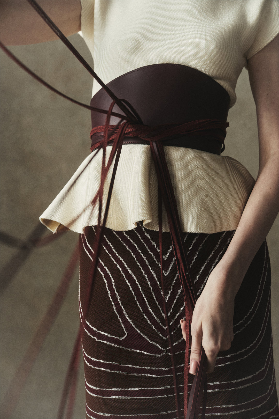 VIENTO LEATHER BELT BURGUNDY